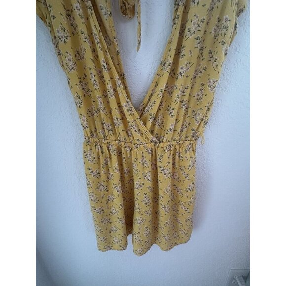 American Eagle Floral Wrap Romper Yellow S Lover Eras Tour Outfit Fairy READ - Picture 2 of 11